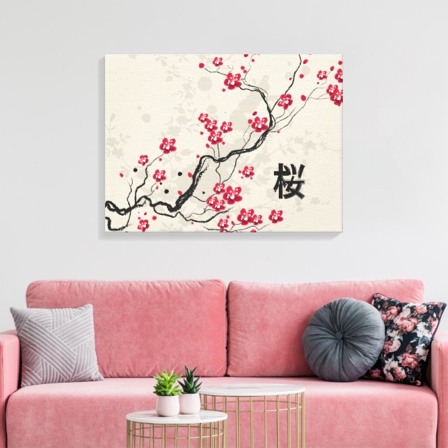 Orientalische Art Sakura Cherry Blossom Art Leinwanddruck (Insitu (Wohnzimmer))