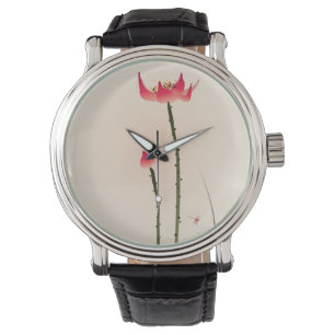 Orientalische Artmalerei, hohes Lotus Armbanduhr