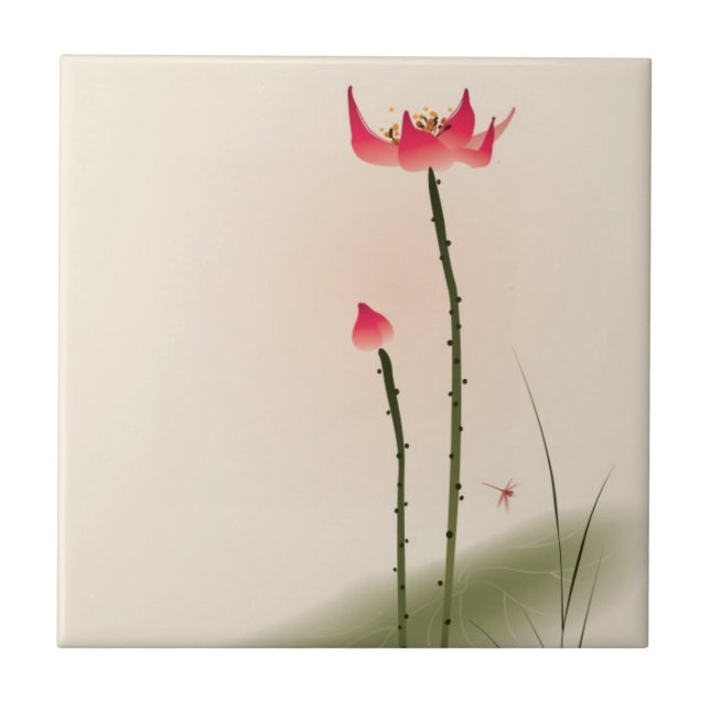 Orientalische Artmalerei, hohes Lotus Fliese (Vorderseite)