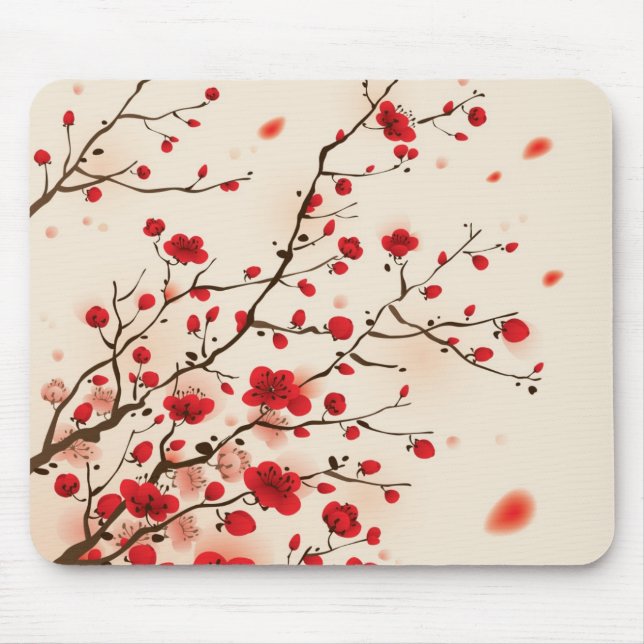 Orientalische Artmalerei, Pflaumenblüte im Mousepad (Vorne)