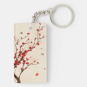 Orientalische Artmalerei, Pflaumenblüte im Schlüsselanhänger