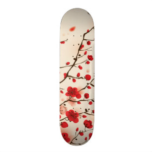 Orientalische Artmalerei, Pflaumenblüte im Skateboard