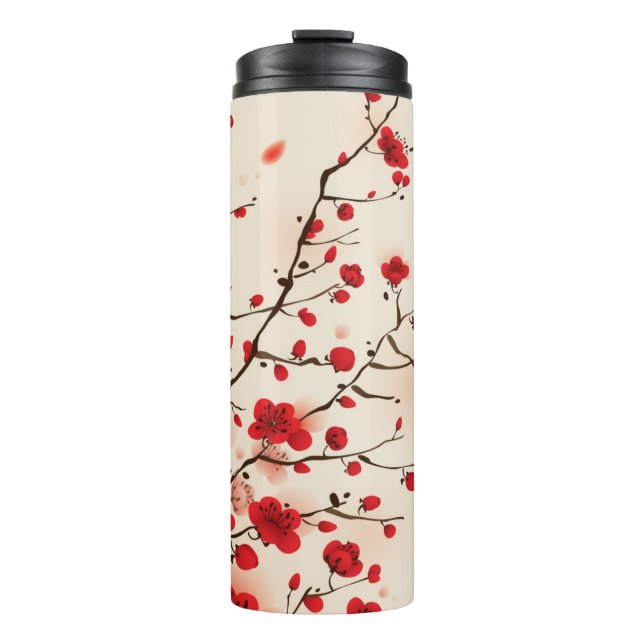 Orientalische Artmalerei, Pflaumenblüte im Thermosbecher (Vorderseite)