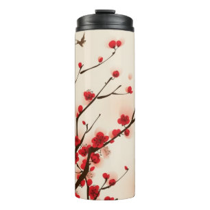 Orientalische Artmalerei, Pflaumenblüte im Thermosbecher