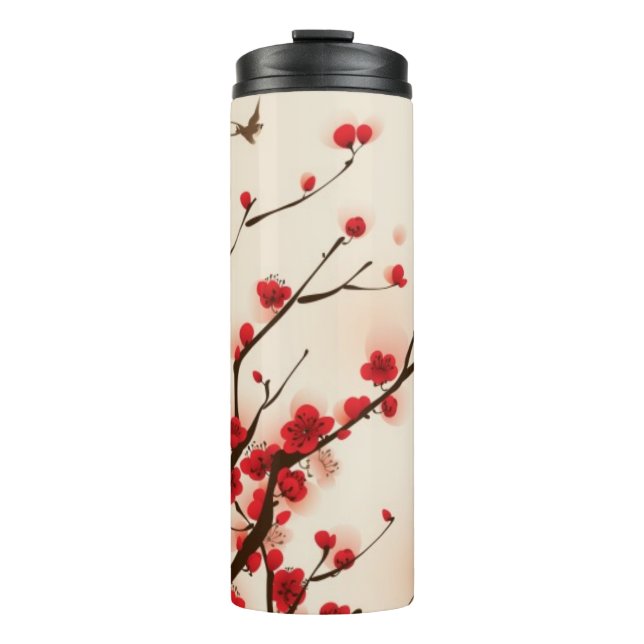 Orientalische Artmalerei, Pflaumenblüte im Thermosbecher (Vorderseite)