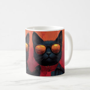 Orientalische Blaue Katze mit Herzrosen zum Valent Kaffeetasse