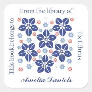 Orientalische Blumen-Exlibris Quadratischer Aufkleber