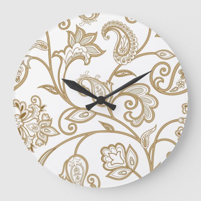 Orientalische Blüte: Geblüht Ethnisch. Große Wanduhr (Vorderseite)