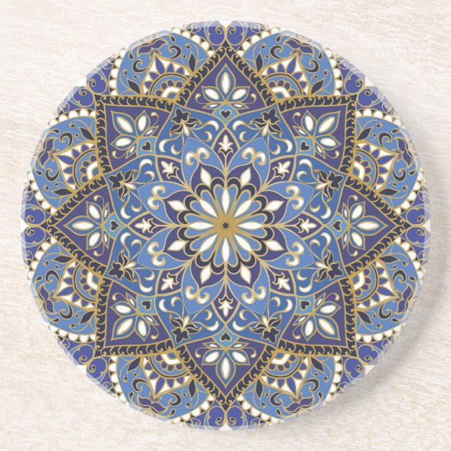 Orientalische Blüte: Vintager Teppich Getränkeuntersetzer (Vorne)