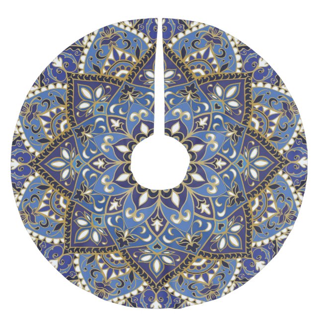 Orientalische Blüte: Vintager Teppich Polyester Weihnachtsbaumdecke (Vorderseite)