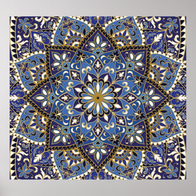 Orientalische Blüte: Vintager Teppich Poster (Vorne)