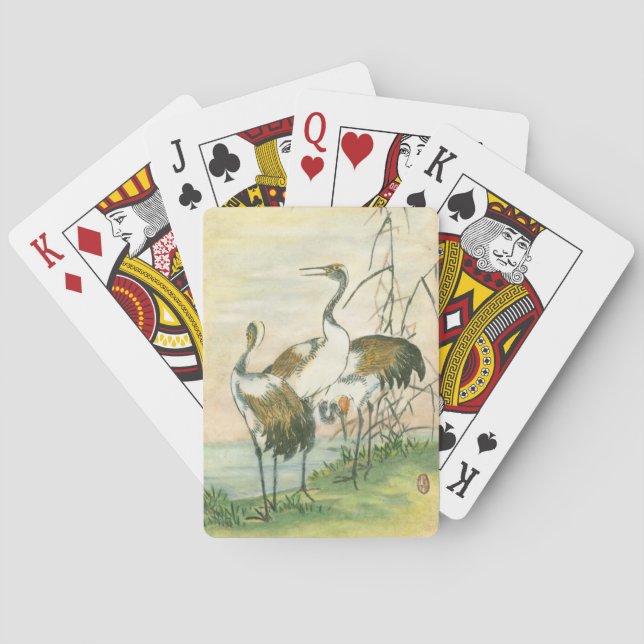 Orientalische Kräne durch das Wasser Spielkarten (Rückseite)