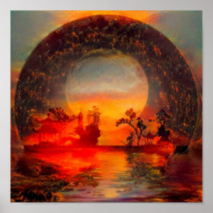 Orientalische Landschaft Poster