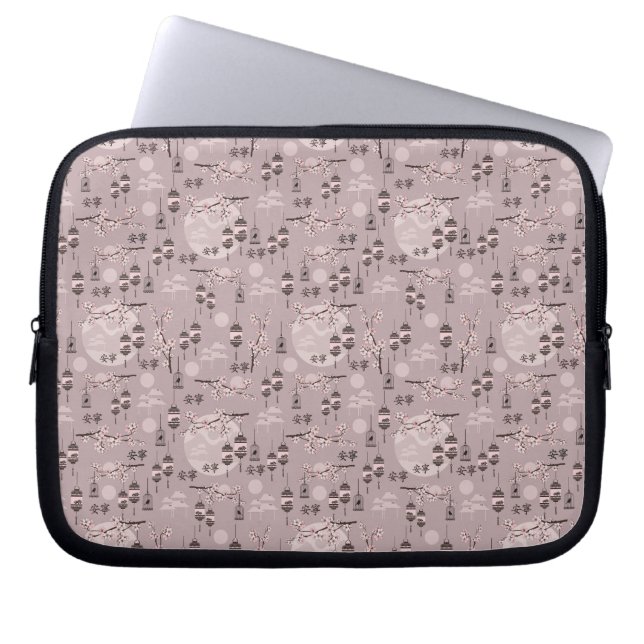 Orientalische Landschaftslaternen blühen pink Laptopschutzhülle (Vorderseite)