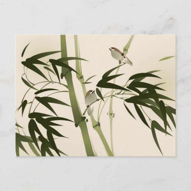 Orientalische Malerei, Bambuszweige Postkarte (Vorderseite)