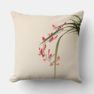 Orientalische Malerei, Blume in Rot-Orchideen Kissen