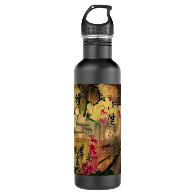 Orientalische Malerei. Japanische Art Edelstahlflasche (Vorderseite)
