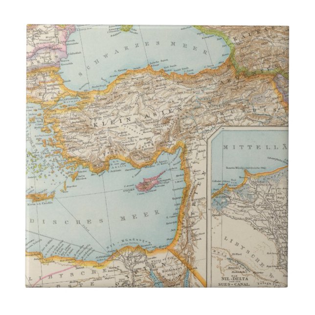 Orientalische Mittelmeerkarte Fliese (Vorderseite)