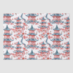 Orientalische Pagoda Sakura-Blüten Rot Kunst Seidenpapier