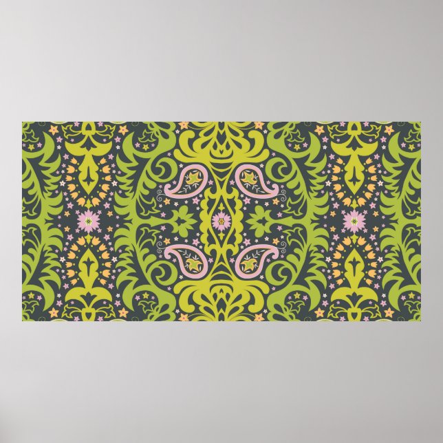 Orientalische Paisleyverzierung; dekorativer nahtl Poster (Vorne)