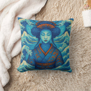Orientalische Schönheit Geisha Kanagawa Kissen