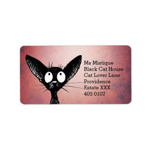 Orientalische Shorthair schwarze Katze Adressaufkleber