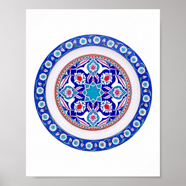 Orientalische türkische Kunst in Blue Poster (Vorne)