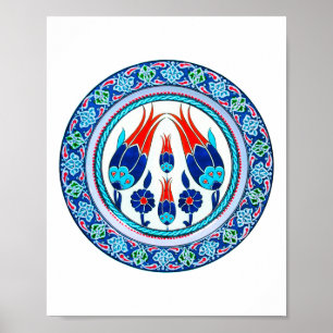 Orientalische türkische Kunst in Blue Poster