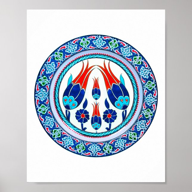 Orientalische türkische Kunst in Blue Poster (Vorne)