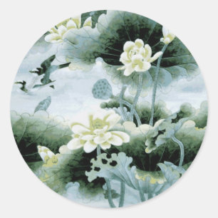 Orientalische Vögel und Blume Runder Aufkleber