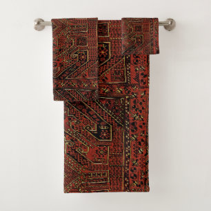 Orientalische Wolldecke - geometrisches Stammes- Badhandtuch Set
