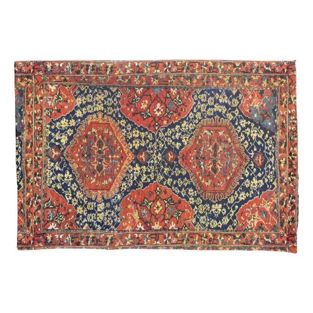 Orientalische Wolldecke im blue&orange Kissenbezug (Vorderseite)