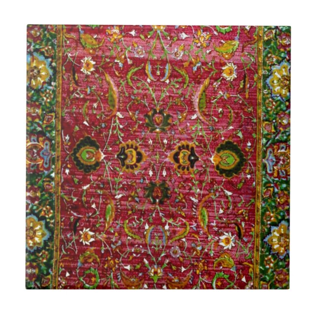 Orientalische Wolldecke im Rot und im Grün Fliese (Vorderseite)