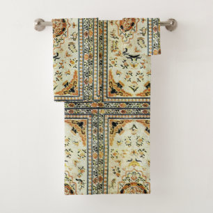 Orientalische Wolldecke in den hellen Farben Badhandtuch Set