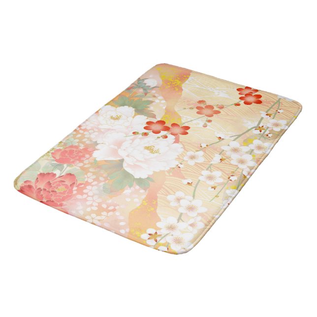 Orientalischer Akzent japanische florale Soft Colo Badematte (Schrägansicht)