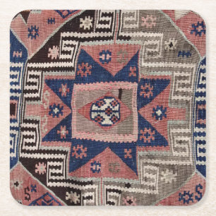Orientalischer Antiker Roter Kilim-Teppich Rechteckiger Pappuntersetzer