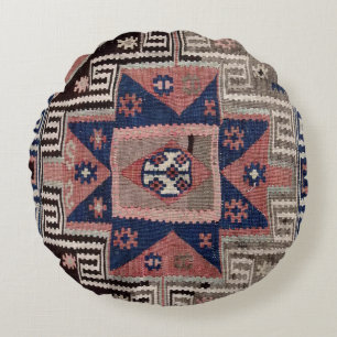 Orientalischer Antiker Roter Kilim-Teppich Rundes Kissen