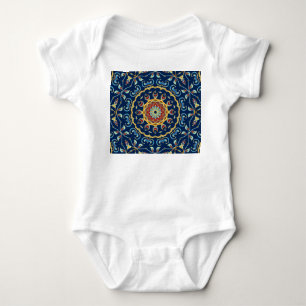 Orientalischer Aquarell-Blumen-Mandala-Teppich Baby Strampler