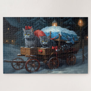 Orientalischer blauer Katzen-Schneeschlitten Weihn