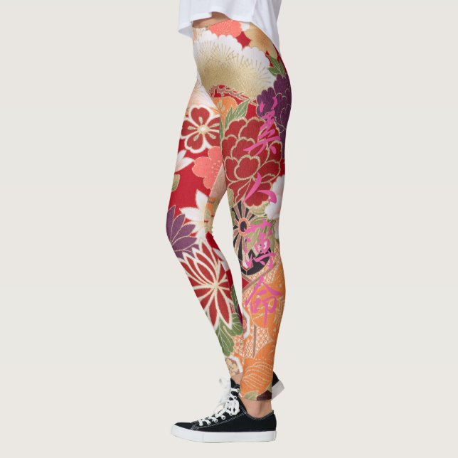 Orientalischer Blumen-Druck Leggings (Links)