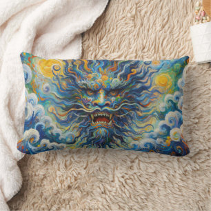 Orientalischer Drache Van Gogh Wolken Mashup Lendenkissen