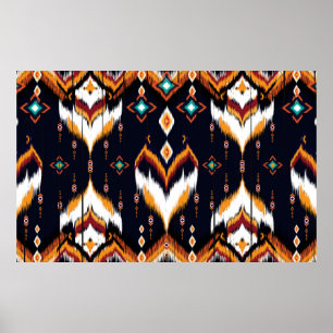 Orientalischer Ikat-Muster — Ethnisch nahtloser  Poster