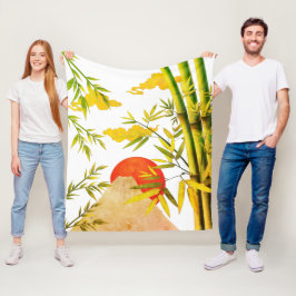 Orientalischer japanischer Aufstieg mit Bambus Fleecedecke