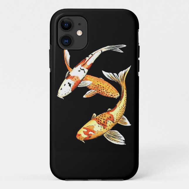 Orientalischer Koi Goldfisch auf Schwarzem Case-Mate iPhone Hülle (Rückseite)