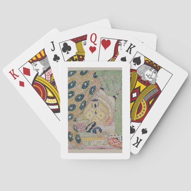 Orientalischer Landschafts-Entwurf (Farbelitho) Spielkarten (Rückseite)