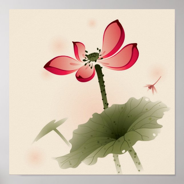 Orientalischer Lotus Poster (Vorne)