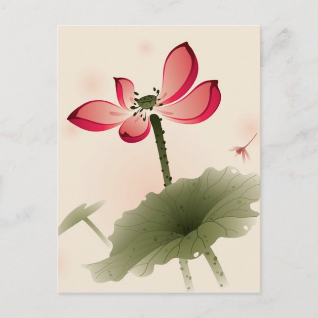 Orientalischer Lotus Postkarte (Vorderseite)