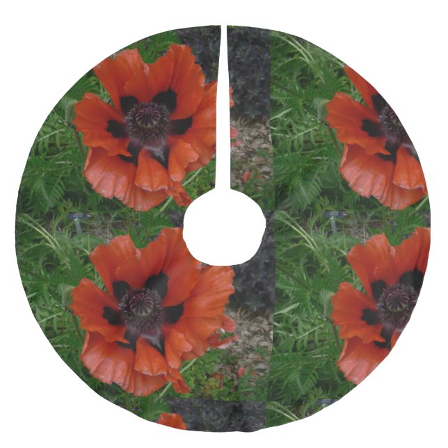 Orientalischer Mohn Polyester Weihnachtsbaumdecke (Vorderseite)