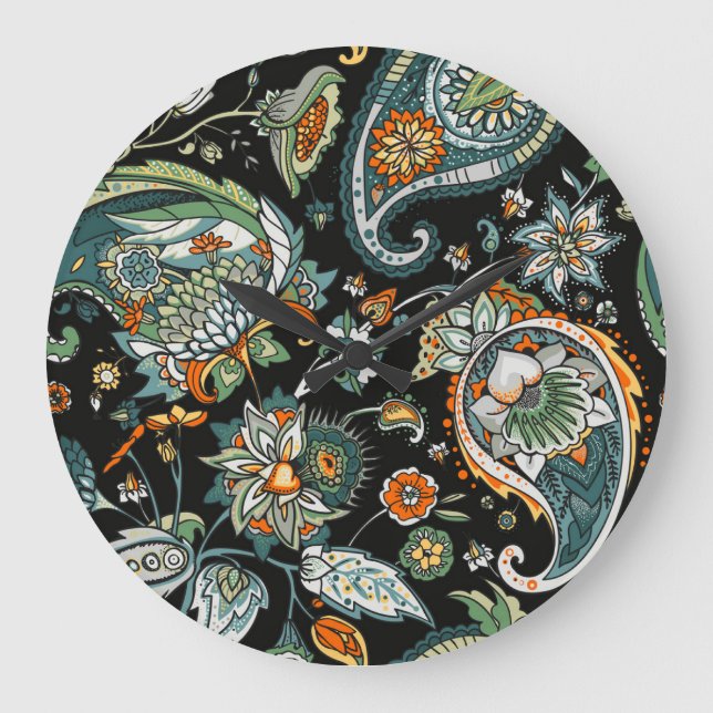 Orientalischer Paisley: traditionelles türkisches  Große Wanduhr (Vorderseite)