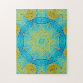 Orientalischer Stern in Blau und Alt-Gelb